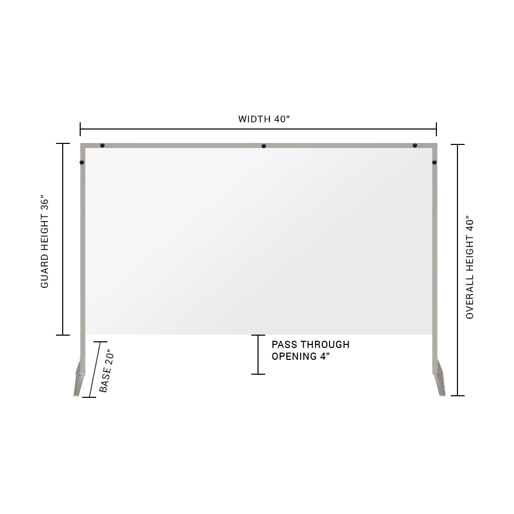 Clear Acrylic Sneeze Guard with 4" Pass-Thru Slot - 40"H x 40"W - SG20